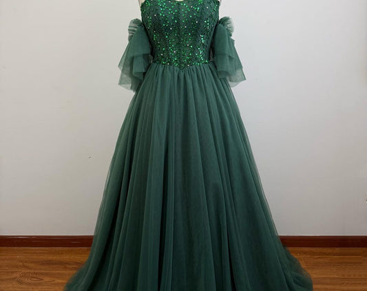 Ball Gown 90S Green Prom Dress